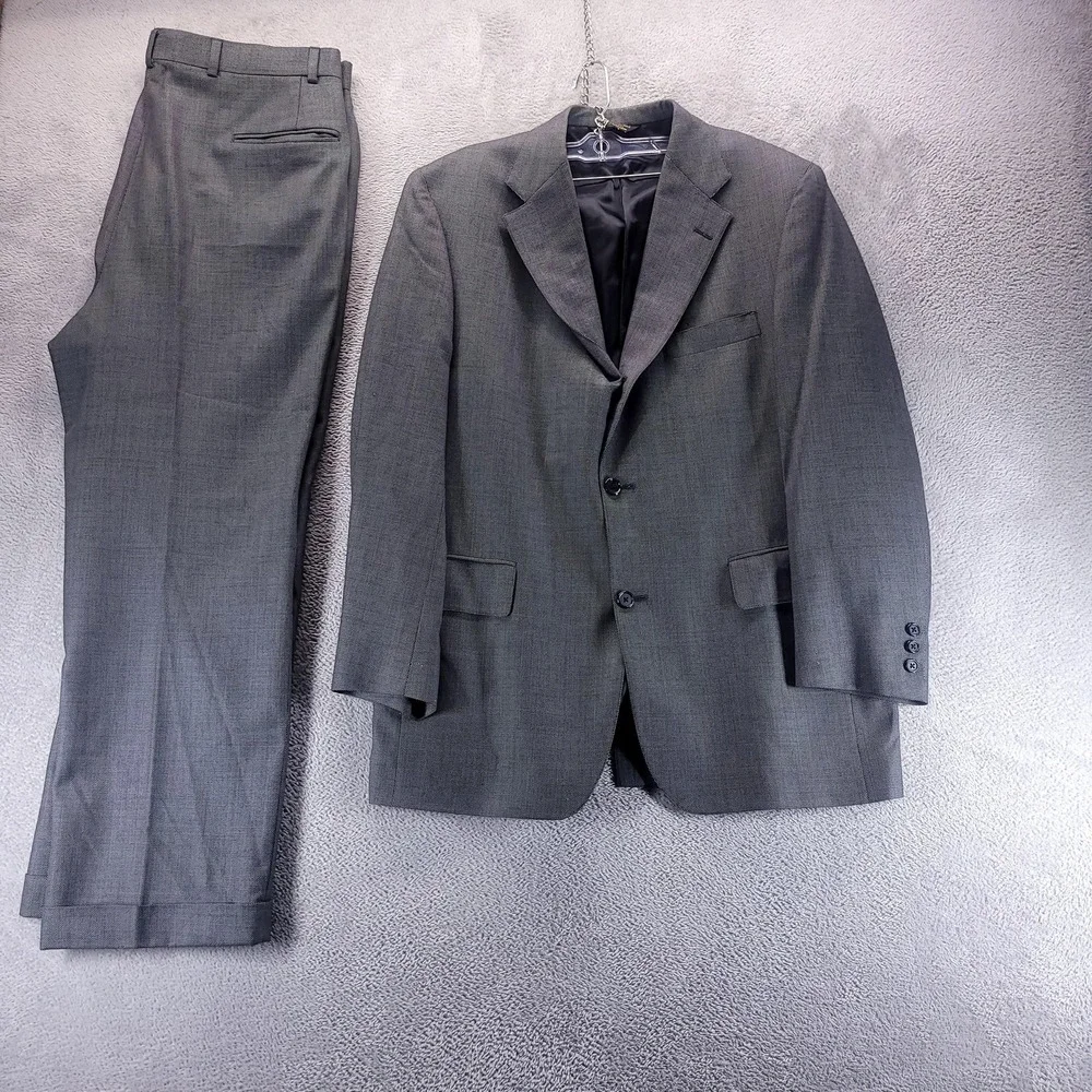 VTG J Press Suit Mens 43R 37x27 Gray Wool Classic Fit 2 Piece Pressidential USA